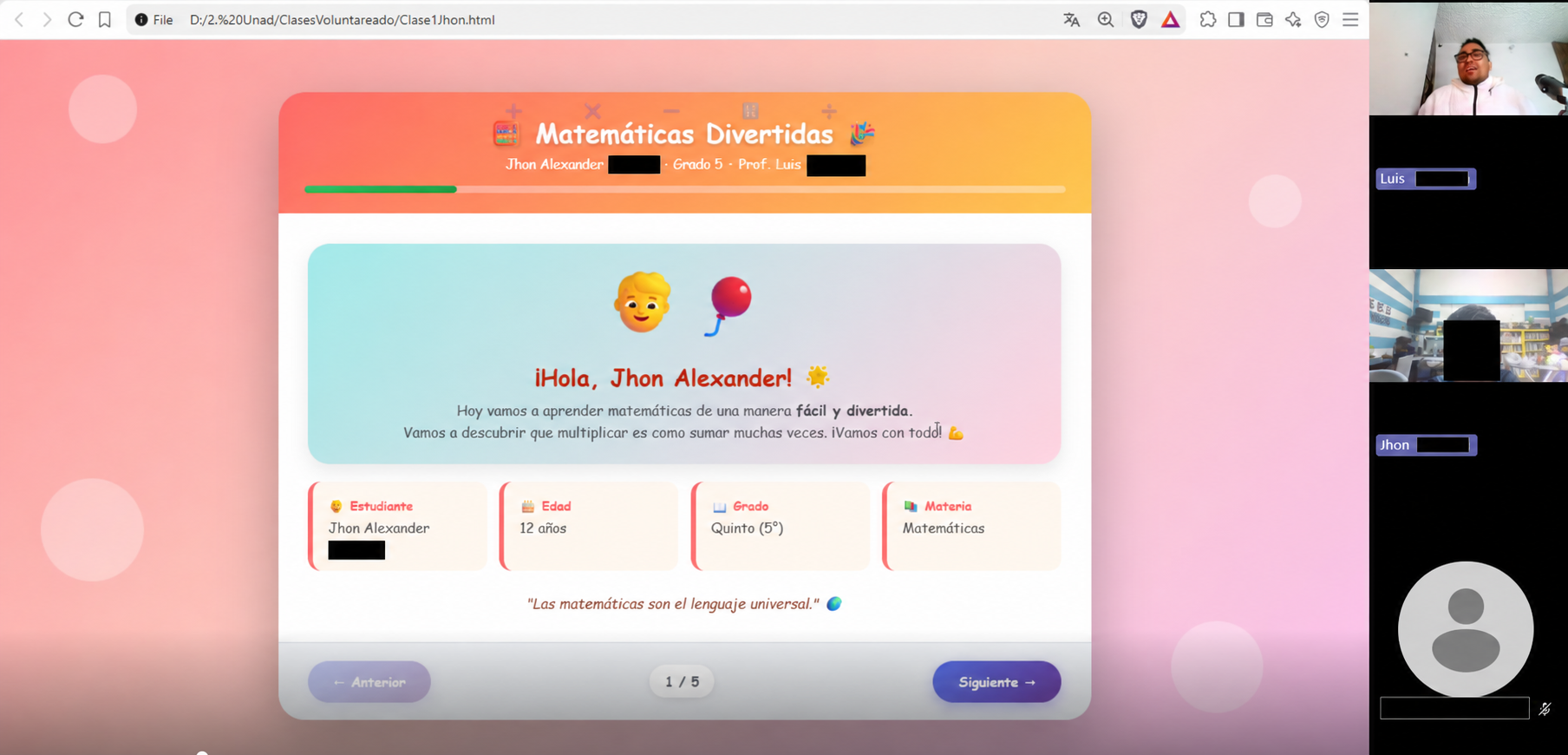 Captura anonimizada de una grabación autorizada de una mentoría virtual